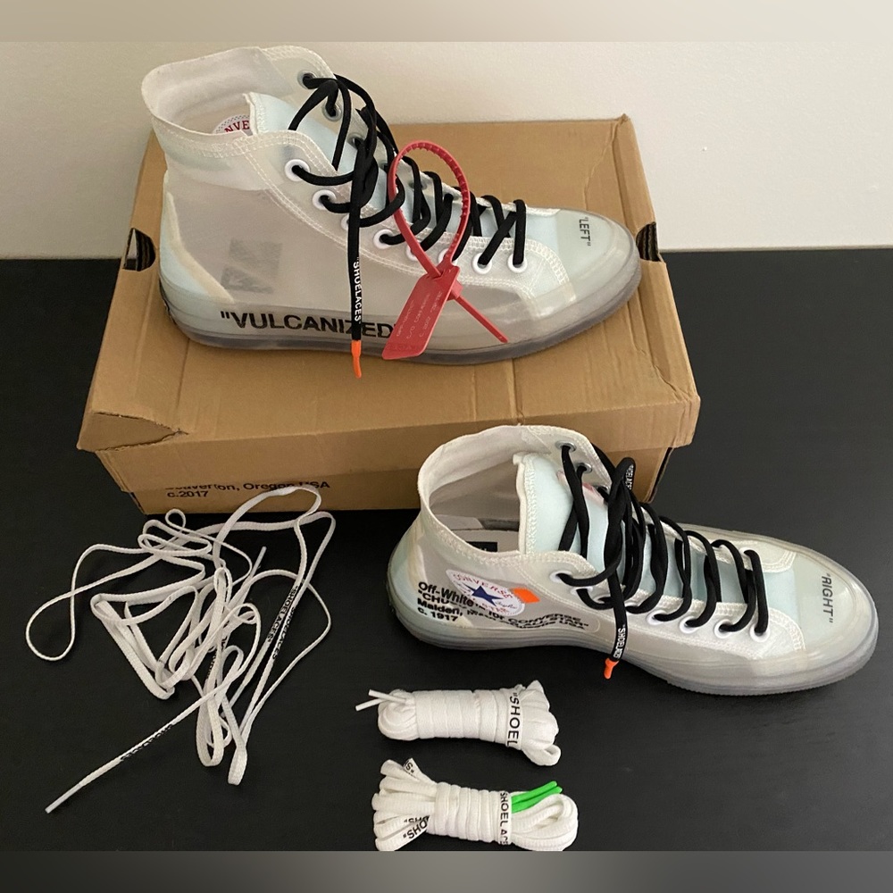RARE Off white high top vulcanized converse unisex